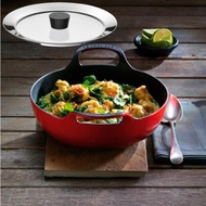 Le Creuset 24cm Balti Dish Cast Iron Cerise with FREE Glass Lid