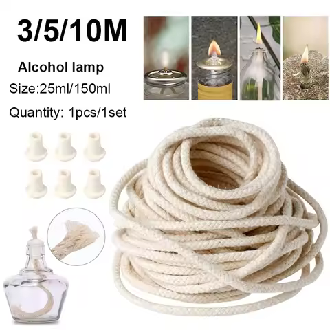 3/5/10m 2mm/3mm/4mm/5mm/6mm/8mm round wick cotton candle woven wick, kerosene wick burner for candle