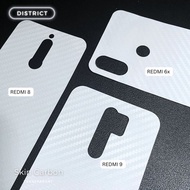 Skin Carbon XIAOMI REDMI 8 / 9 / 6X NOTE 9 10 PRO Anti Gores Garskin