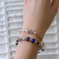 招財招人緣 紫水晶 青金石 海藍寶 白水晶 粉晶 天然水晶手鏈