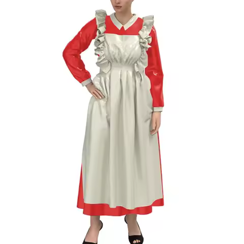 Chic Long Sleeve French Maid Dress Sissy Cosplay Maid Dress Outfits Anime Crossdresser Swing Long Dr
