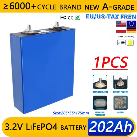 1PCS 3.2V 200Ah 202Ah Lifepo4 Rechargeable Battery 12V 24V Boat RV Inverter Solar Golf Cart Etc Lith