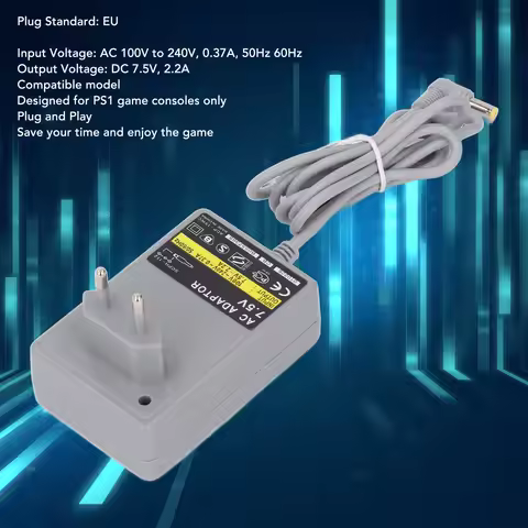 7.5V AC Adapter for PS1 Game Console AC Power Supply Power Adapter Wall with Charging Cable Game Con