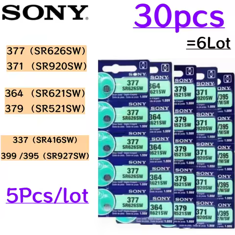 30Pcs Original For Sony 337 SR416SW 364 SR621SW 371 SR920SW 377 SR626SW 379 SR521SW 395 399 SR927SW 
