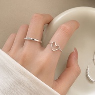2pcs Set Leisure Alloy Chain Heart Geometry Rings for Women