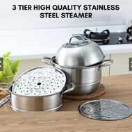 [READY STOK] 32CM 3 Layer High Quality Multi-Function Stainless Steel Steamer Pot Cookware