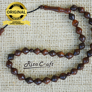 Tasbih Kayu Kokka Kaukah Kecil 33 Butir ASLI Turki Arab ORIGINAL Coklat model Oval Lonjong Wajik 10m