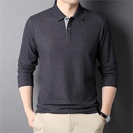 MMLLZEL Men's Polo Shirt Long Sleeve T-shirt Men's Soft Cotton Business Casual T Shirt Men's (Color : D, Size : L code)