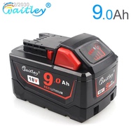 ☁✼Waitley 18V 9000mAh Replacemet Lithium ion 9Ah Power Tool Battery for Milwaukee Xc M18 M18B Cordless Tools Batteries