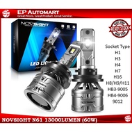 NOVSIGHT N61 Lampu LED kereta Terang 60w 13000LM carlights HB3 HB4 H11 H4 H7 6500K Auto Headlamp / C