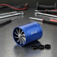 F1-Z Stainless Steel Dual Turbine Air Intake Fuel Saver Turbo Charger Fan Kit for Car, 7.5x6.5x6.5cm