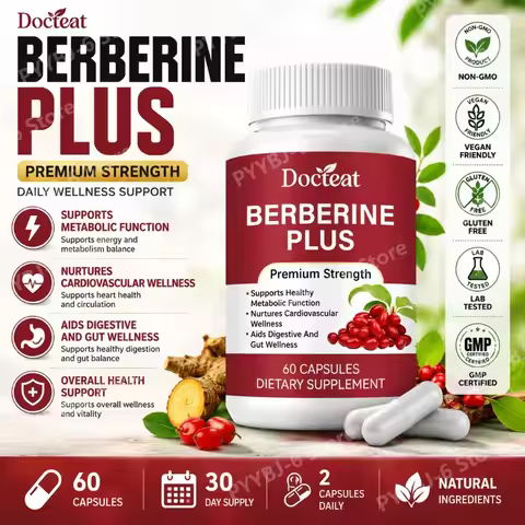 Berberine Plus Supplement 60Capsules Premium Strength Natural Herbal Extract Metabolism Digestive We