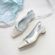 3 Colors Large Size 35-40 Sheepskin French Gentle Rhinestone Bow Thick Heel Toe-Covered Sandals Wome