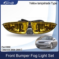 MTAP Front Bumper yellow Foglight Fog Lamp Upgrade Kit For HONDA CIVIC ES 2004~2005 Version Additional yellow Foglight Set