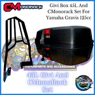 ✶  ◓  ⏥ ( MIO GRAVIS ) 45L GIVI BOX AND CMonorack FOR YAMAHA MIO GRAVIS 125cc