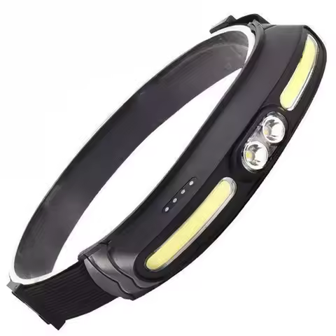 Powerful 210°Wide Beam COB+LED Headlamp 350 Lumen Soft Light Headlight USB C Rechargeable Red Light 