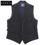 เสื้อกั๊กไหมพรมทวีดวูลลายก้างปลา รุ่น Rugby จาก Ralph Lauren สำหรับผู้ชาย สีเทา ไซส์ 40R