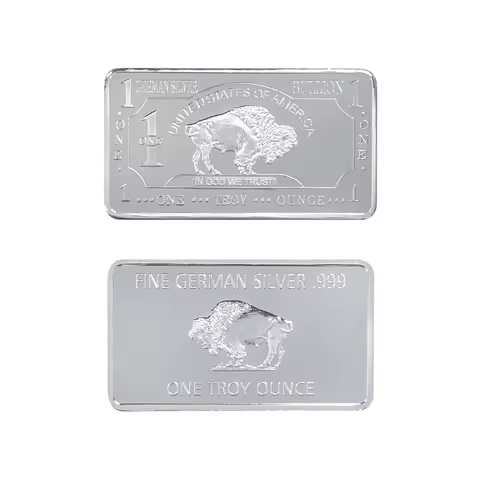 Buffalo Pattern 1 Troy Ounce 500 Mills .999 Fine Gold And Fine German Silver .999 Bar Plated Bullion
