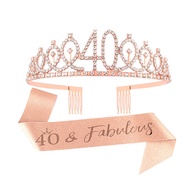 วันเกิด Tiara Crown และ SASH สําหรับหญิงสาวหวาน 13th 16th 21st 30th 40th 50th 60th Birthday PARTY ตก