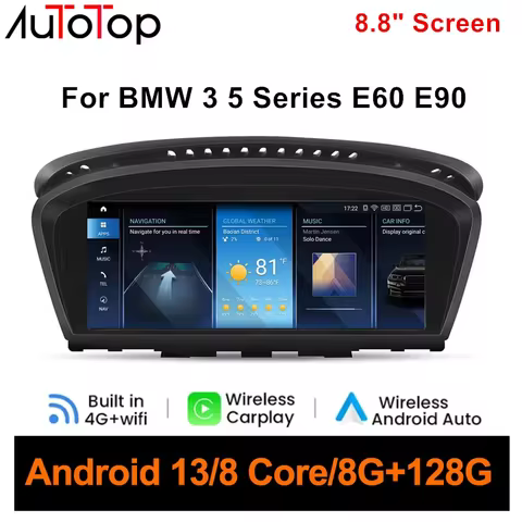 AUTOTOP 8.8" Wireless Carplay Multimedia Player For BMW 3/5 Series E60 E61 E63 E90 E91 E92 E93 Mask 