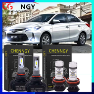 สำหรับ Toyota Vios 2nd Gen & 3rd Gen 2008-2019 LED ไฟหน้าคานต่ำสูง + หลอดไฟหมอกชุด รับประกัน 1 ปี P&