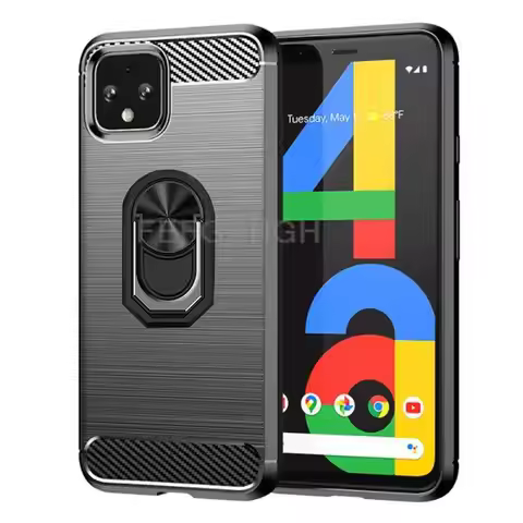 Carbon Fiber Brushed Soft Protective Case For Google Pixel 5A 4A Pixel 5 4 XL Ring Stand Holder Shoc