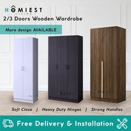 [HOMIEST]BILLIS 2-Door/3-Door Wardrobe Storage Organizer in White / Walnut 180cm