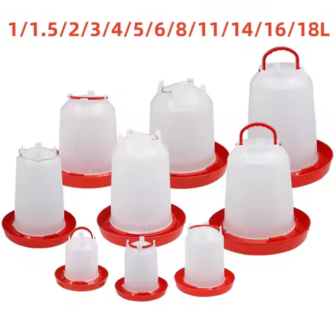 1/1.5/2/3/4/5/6/8/11/14/16/18L Automatic Chicken Water Bucket Plastic Poultry Rooster Hen Feeding De