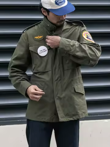 Rugged Bronson Duplicate Taxi Driver M-65 Field Jacket 1969 Cotton + Nylon Blended Satin Fabric