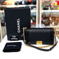 98%NEW二手 BOY CHANEL 25 A67086 黑色小牛皮金扣 @20開 #香榭站正品