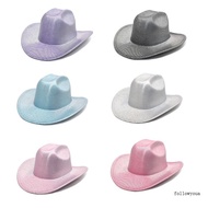 fol Elegant Cowgirl Hat for Bridal Shower White Cowgirl Hat Bachelorette Party Shimmering Glitter Co