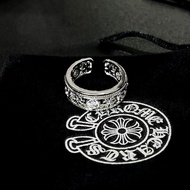 Chrome Hearts 復古十字花鏤空鑲鑽開口戒指
