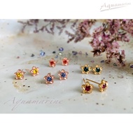 5-Pointed Flower Earrings With 3 mm Round Cut Gems.