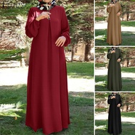 Esolo ZANZEA Muslimah ผู้หญิงมุสลิม Ismaic แขนยาวธรรมดาหลวม Jubba อาหรับ Abaya Maxi Dress MLS