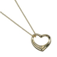 蒂芬妮 (Tiffany & Co.) 18K黃金鑲鑽心型項鍊，約3.85克，女士款 [二手]
