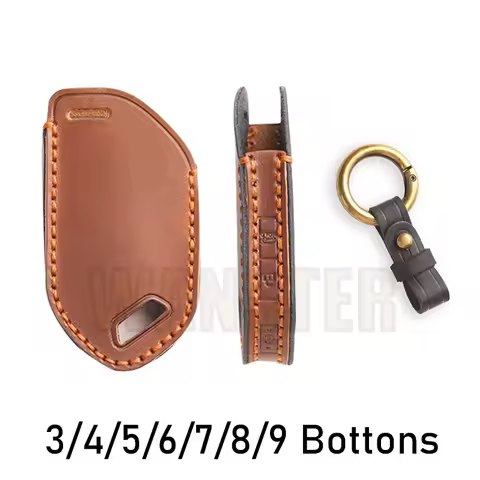 3/4/5/6/7/8/9 Bottons Leather Car Key Fob Case Cover for 2024 Kia Picanto Sorento MQ4 Carnival KA4 M