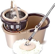 Spin Mop,Detachable Bucket System, Microfiber Spin Mop and Bucket Set for Floor Cleaning, with Stainless Steel Basket Decoration