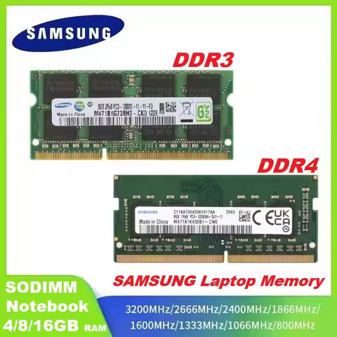 SAMSUNG DDR4 DDR3 Memory SODIMM Ram 16GB 8GB 4GB 2GB Laptop Memoria 3200 2400 1600 1333MHz High Perf