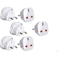 Q4U 9825 Travel Adaptor White UK to EU Europe European Plug Adapter UK to EU, UK 3 Pin to Plug pack 