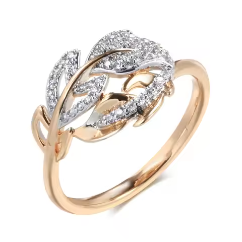 Kinel Fashion Micro-wax Inlay Natural Zircon Rings for Women 585 Rose Gold Crystal Flower Ring Fine 