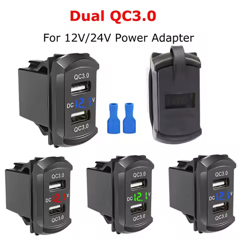 Universal Car Charger 12V 24V 4.2A Display Voltage Dual USB Ports Waterproof Auto Adapter QC3.0 Char