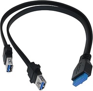 LUORNG Dual Port USB 3.0 to 19pin Adapter Motherboard 19pin to Dual USB3.0 Extension Cable Length 0c