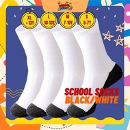 (3 Pairs) Project A+ School Socks (Black Bottom White Stocking) Stokin Sekolah 3 pasang kids school 