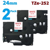 Vileed 2 Pack 24Mm Tze Print Label Tape For Brother P-Touch Printer Tze-151 Tze-251 Tze-451 Tze-551 