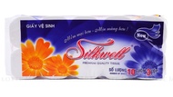 ( KHÔNG LÕI ) 1 lốc giấy 10 cuộn vệ sinh cao cấp SILKWELL không lõi 3 LỚP