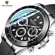 LIGE men watches Sport Chronograph Panda Dial Watches Fashion Man Quartz Wristwatch 30M Waterproof Luminous Watch seiko automatic watch