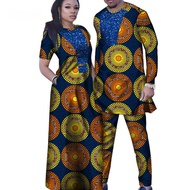 1 Piece Ethnic Couple Wear Cotton Affirmative Ankara Women's Dress Long Skirt Men's Suit