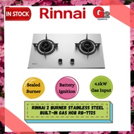Rinnai [Ready Stock] 2 Burner Stainless Steel Built-In Gas Hob - Rinnai Malaysia Warranty