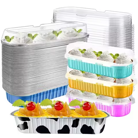 50 Pcs Tin Foil Box Oven Air Fryer Tin Carton Food Barbecue and Baking Aluminum Foil Plate Household
