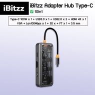 (ประกัน 1 ปี) iBitzz Adapter Hub Type-C อะแดปเตอร์ ฮับ Type-C USB 3.0 รองรับไมโครโฟน HDMI 4K   SD/TF